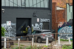 Cleaning up the tags - Richmond Streetscapes Outing (David Dyett ©)